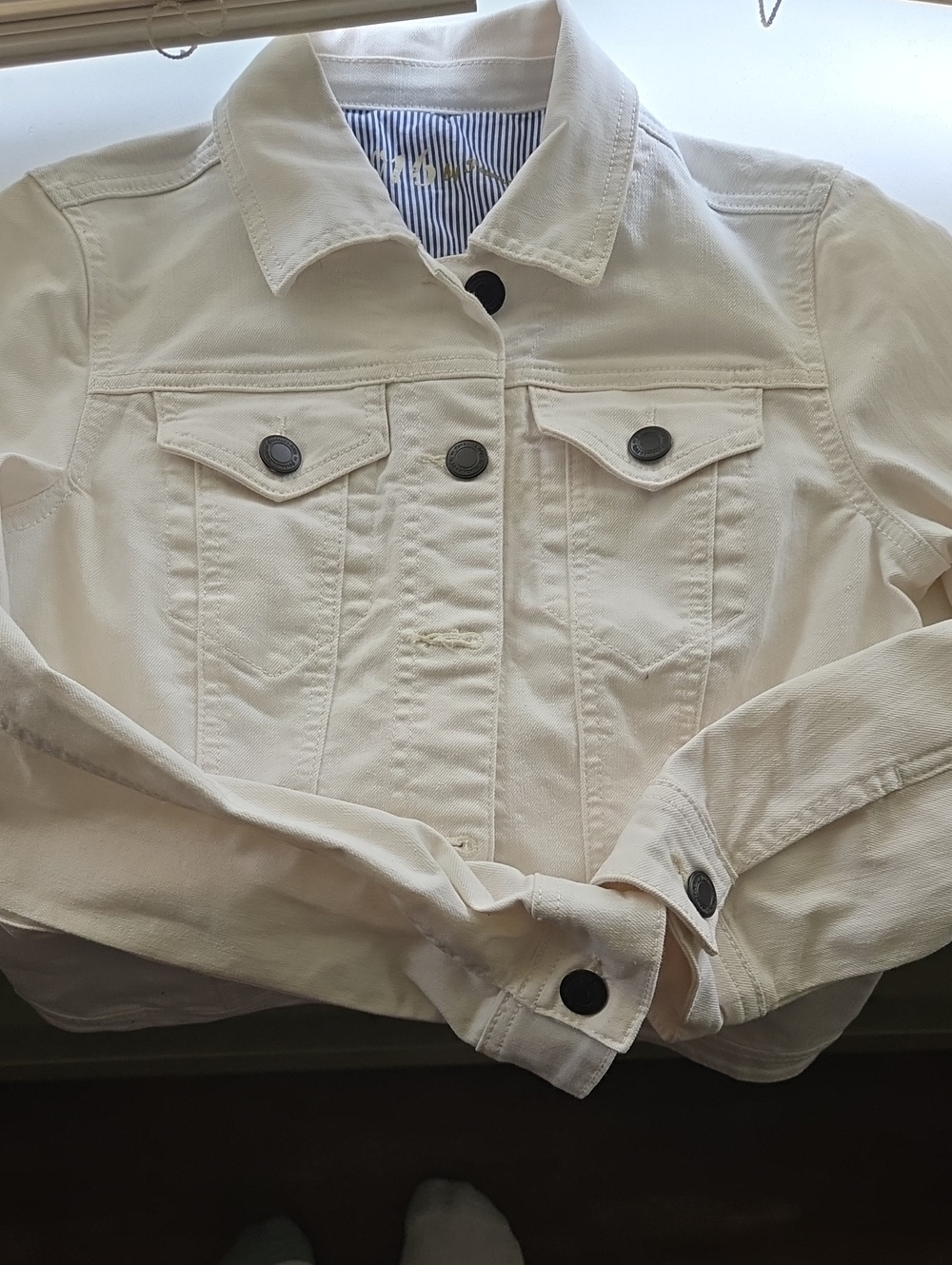 Lightweight Women's White Denim Jacket - Classic Button-Front..ptp 19